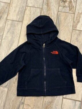 The North Face kids size 12-18 months Unisex blue fleece full zip hooded jacket